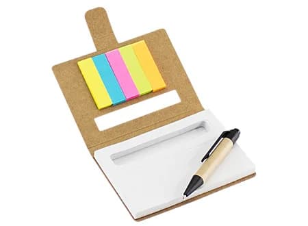 Memo Set Ecológico con Bolígrafo — 7.8 x 10.5 x 1.1 cm